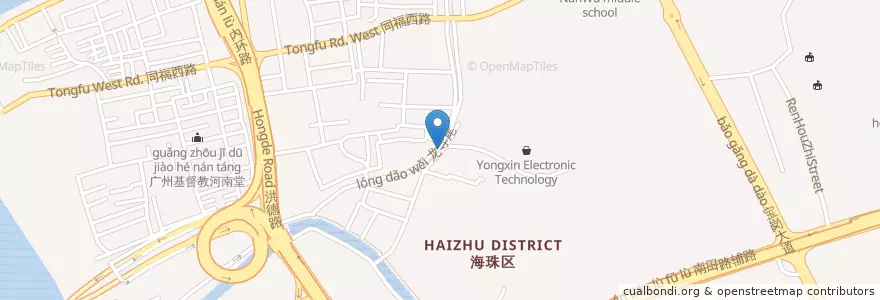 Mapa de ubicacion de 龙导尾街市 en 中国, 広東省, 広州市, 海珠区, 龙凤街道.