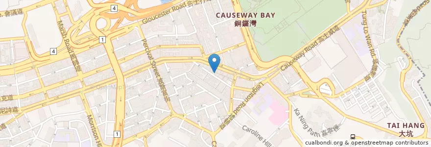 Mapa de ubicacion de 五谷香粥店 en China, Guangdong, Hongkong, Hongkong, New Territories, 灣仔區 Wan Chai District.