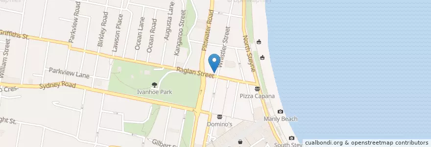 Mapa de ubicacion de Deus Ex Machina en Avustralya, New South Wales, Sydney, Northern Beaches Council.