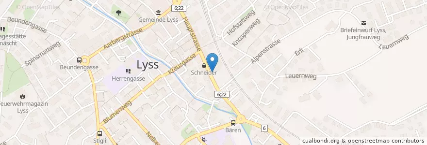 Mapa de ubicacion de Mini Kiosk Café en Schweiz, Bern, Verwaltungsregion Seeland, Verwaltungskreis Seeland, Lyss.