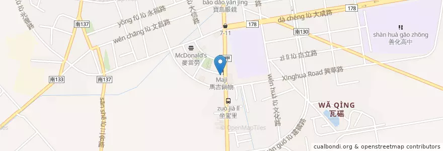 Mapa de ubicacion de 路易莎咖啡 en Taiwán, 臺南市, 善化區.