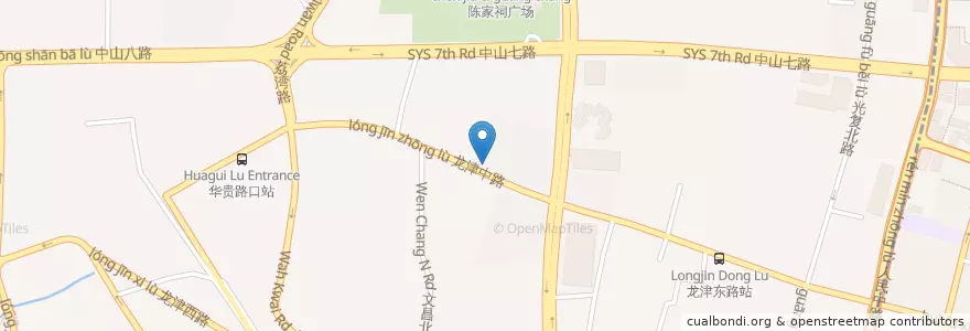 Mapa de ubicacion de 云腾砂锅粥 en 중국, 광둥성, 광저우시, 荔湾区, 逢源街道, 金花街道.