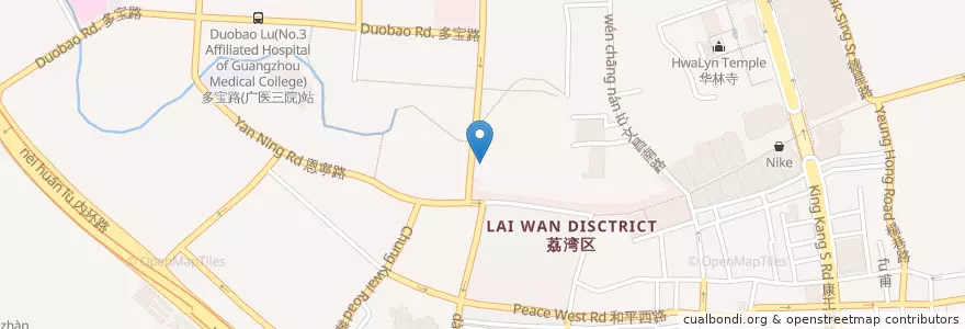 Mapa de ubicacion de 文记一心鸡 en China, Guangdong, Guangzhou City, Liwan District, 华林街道.