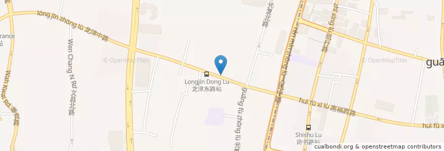 Mapa de ubicacion de 向群饭店 en 中国, 広東省, 広州市, 荔湾区, 越秀区, 龙津街道.
