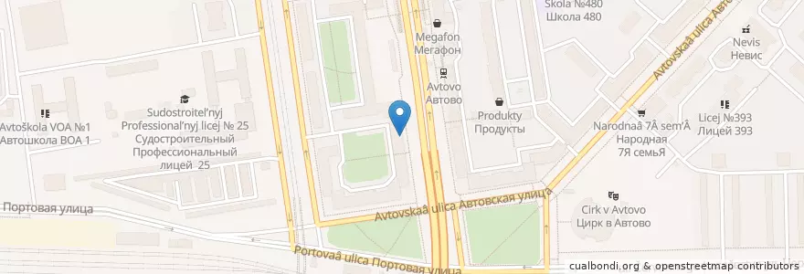 Mapa de ubicacion de Евразия en Russia, Northwestern Federal District, Leningrad Oblast, Saint Petersburg, Кировский Район, Округ Автово.