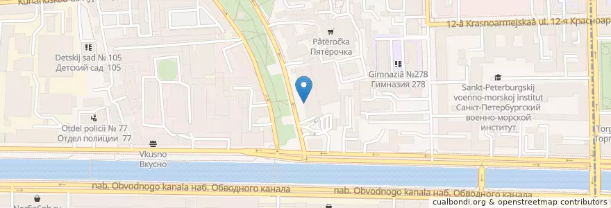 Mapa de ubicacion de Горячая кружка en Russia, Northwestern Federal District, Leningrad Oblast, Saint Petersburg, Адмиралтейский Район.