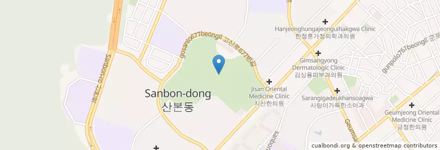 Mapa de ubicacion de 산본2동 en Corea Del Sud, Gyeonggi, 군포시, 산본2동.