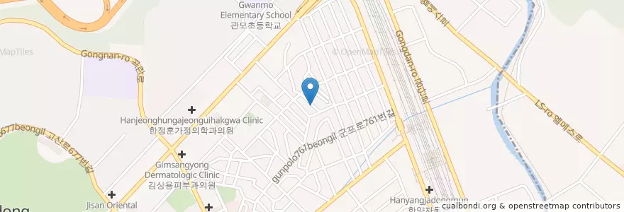 Mapa de ubicacion de 산본1동 en Korea Selatan, Gyeonggi, 군포시, 산본1동.