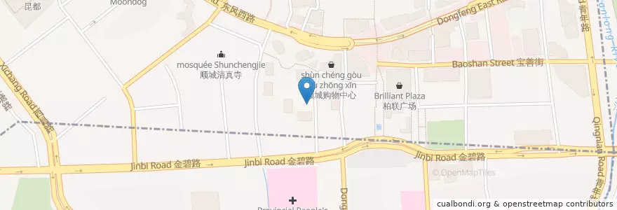 Mapa de ubicacion de Papa John's en Cina, Yunnan, 昆明市, 五华区, 大观街道.