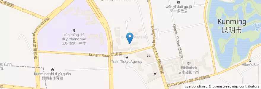 Mapa de ubicacion de 昆明学院 en China, Yunnan, 昆明市, 五华区, 龙翔街道.