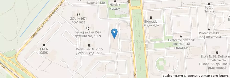 Mapa de ubicacion de Горздрав en روسيا, Центральный Федеральный Округ, Москва, Западный Административный Округ, Район Крылатское.