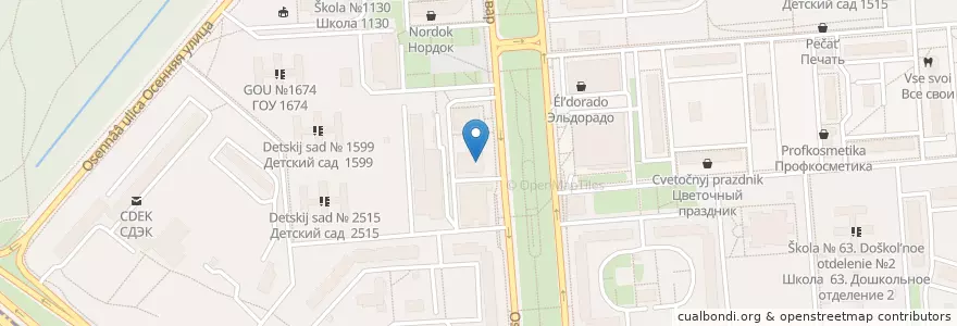 Mapa de ubicacion de Росбанк en Rusland, Centraal Federaal District, Moskou, Западный Административный Округ, Район Крылатское.