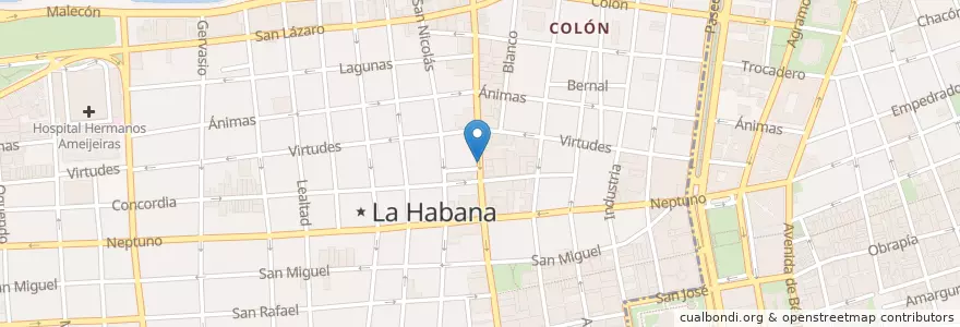 Mapa de ubicacion de V&S bar en Cuba, L'Avana, Centro Habana.