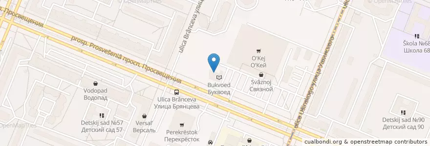 Mapa de ubicacion de Теремок экспресс en Russland, Föderationskreis Nordwest, Oblast Leningrad, Sankt Petersburg, Калининский Район, Округ Прометей.