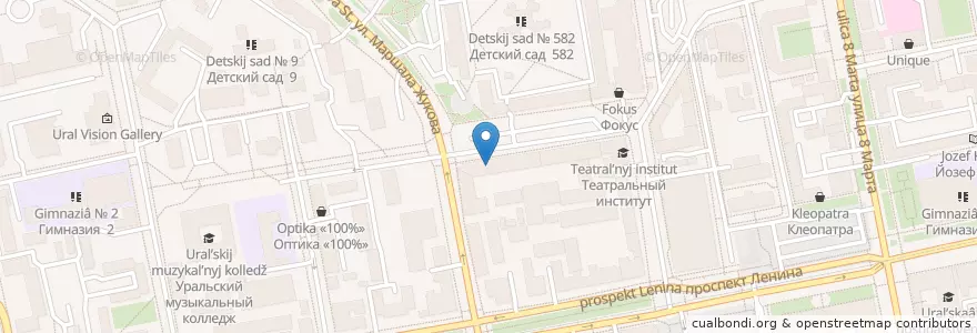 Mapa de ubicacion de Уральский банк реконструкции и развития en Russia, Ural Federal District, Sverdlovsk Oblast, Yekaterinburg Municipality.