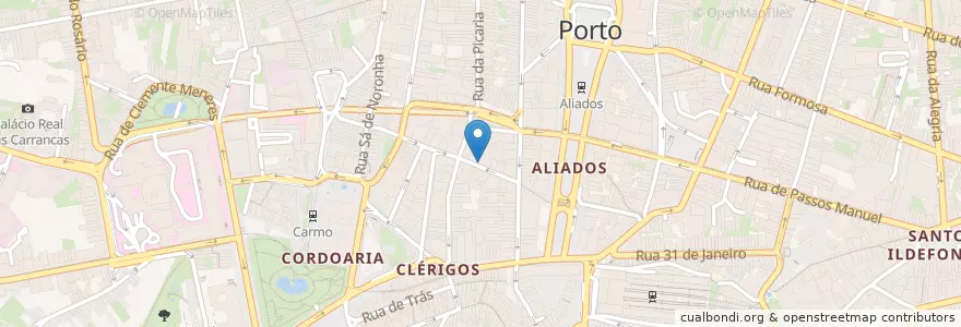Mapa de ubicacion de Presto pizza en ポルトガル, ノルテ, Área Metropolitana Do Porto, Porto, Porto, Cedofeita, Santo Ildefonso, Sé, Miragaia, São Nicolau E Vitória.