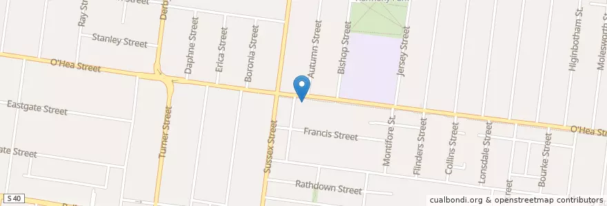 Mapa de ubicacion de O'Heas Bakey & Deli en Australia, Victoria, City Of Moreland.
