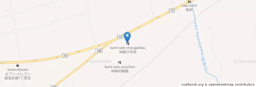 Mapa de ubicacion de 神郷小学校 en Japonya, 愛媛県, 新居浜市.