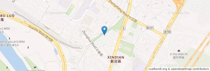 Mapa de ubicacion de 花草糧食光 en 타이완, 신베이 시, 신뎬 구.