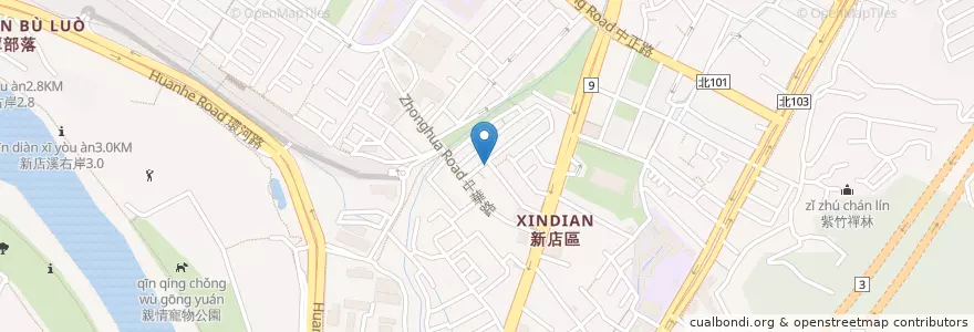 Mapa de ubicacion de 李家刀削麵館 en Taiwan, New Taipei, Xindian District.