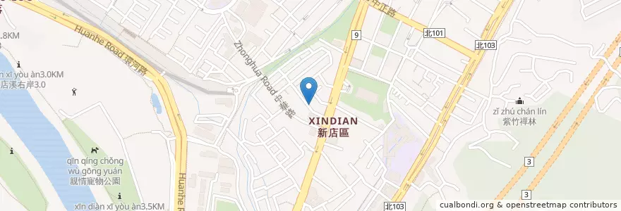 Mapa de ubicacion de 東石蚵仔大腸麵線 en Taiwan, 新北市, 新店區.