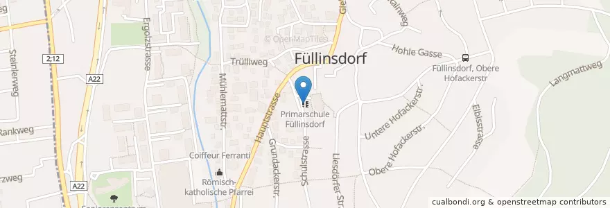 Mapa de ubicacion de Primarschule Füllinsdorf en Suiza, Basilea-Campiña, Bezirk Liestal, Füllinsdorf.