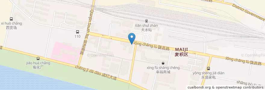 Mapa de ubicacion de 永和豆浆 en Cina, Gansu, 天水市, 麦积区, 道南街道, 道北街道.