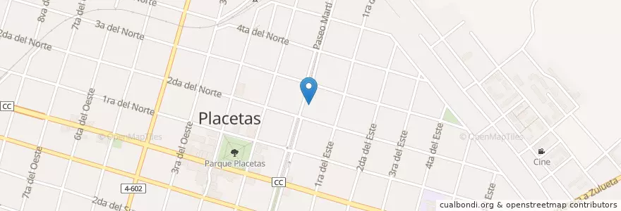 Mapa de ubicacion de Plaza "XX Aniversario" en Cuba, Villa Clara, Placetas.