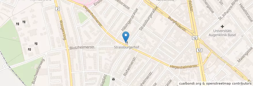 Mapa de ubicacion de Strassburgerhof en Zwitserland, Bazel-Stad, Bazel.