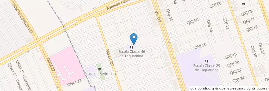 Mapa de ubicacion de Escola Classe 46 de Taguatinga en Brasil, Região Centro-Oeste, Região Integrada De Desenvolvimento Do Distrito Federal E Entorno, Distrito Federal, Região Geográfica Intermediária Do Distrito Federal, Região Geográfica Imediata Do Distrito Federal, Taguatinga.