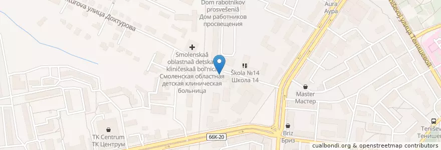 Mapa de ubicacion de Решётка гриль-паб en Rusland, Centraal Federaal District, Oblast Smolensk, Смоленский Район, Городской Округ Смоленск.