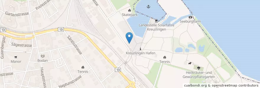 Mapa de ubicacion de ALTI BADI Hafen-Restaurant en سوئیس, Thurgau, Bezirk Kreuzlingen, Kreuzlingen.