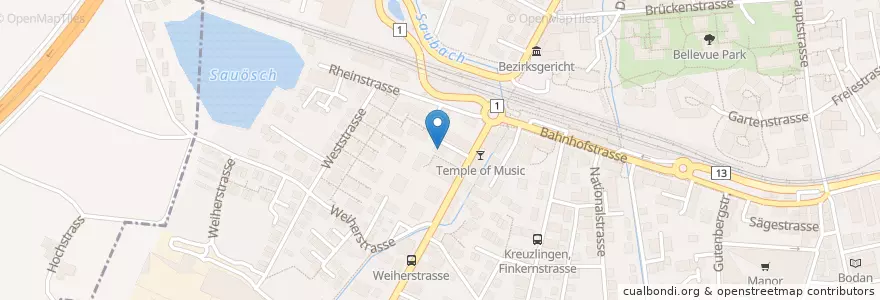 Mapa de ubicacion de Aglio e Oglio en Schweiz/Suisse/Svizzera/Svizra, Thurgau, Bezirk Kreuzlingen, Kreuzlingen.