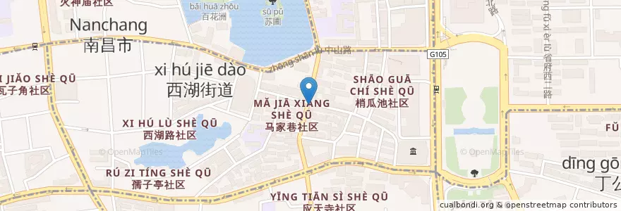 Mapa de ubicacion de Dihuang 帝煌烤卤 en China, Jiangxi, Nanchang, 西湖街道.
