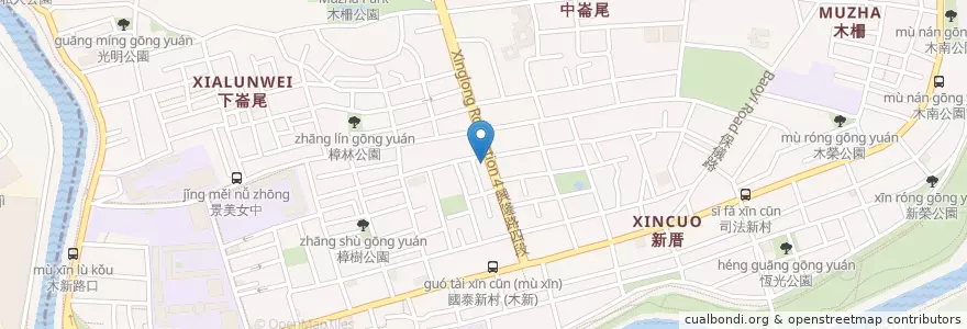 Mapa de ubicacion de 豐年赤肉羹 en تايوان, تايبيه الجديدة, تايبيه, 文山區.