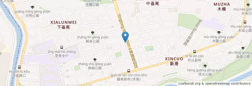 Mapa de ubicacion de 鴨肉飯麵水餃便當 en 台湾, 新北市, 台北市, 文山区.
