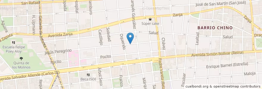 Mapa de ubicacion de Logia Hijo del Trabajo Nro 1 en キューバ, La Habana, Centro Habana.