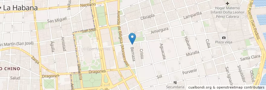 Mapa de ubicacion de Bernaza 201 en キューバ, La Habana, La Habana Vieja.
