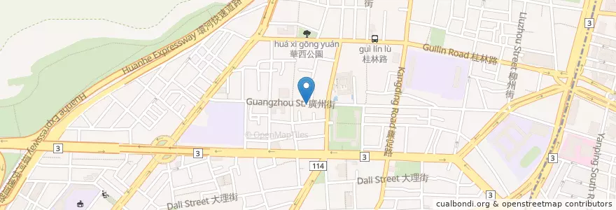 Mapa de ubicacion de 豐原排骨麵 en Taiwan, Nuova Taipei, Taipei, Distretto Di Wanhua.