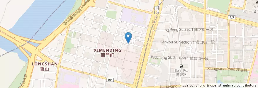 Mapa de ubicacion de 祥發港式茶餐廳 en 타이완, 신베이 시, 타이베이시, 완화 구.