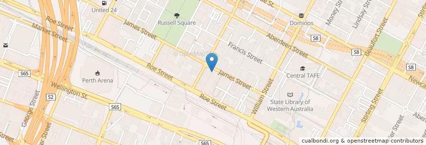 Mapa de ubicacion de Geisha Bar en Australia, Australia Occidental, City Of Perth.