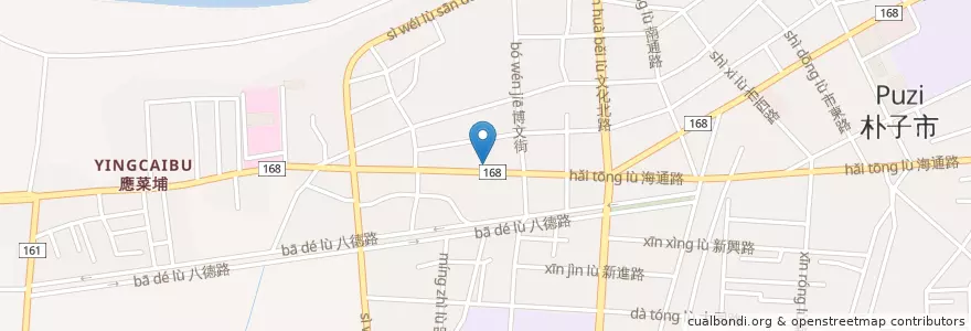 Mapa de ubicacion de 樸靈公廟 en 臺灣, 臺灣省, 嘉義縣, 朴子市.