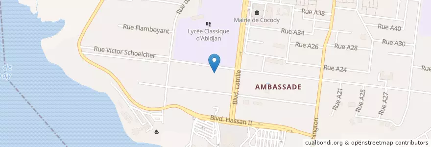 Mapa de ubicacion de Ambassade République Égypte en Costa D'Avorio, Abidjan, Cocody.