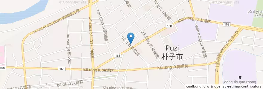 Mapa de ubicacion de 朴子車站黑白切﹝本店﹞ en Tayvan, 臺灣省, 嘉義縣, 朴子市.