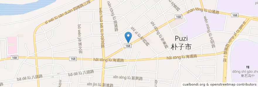 Mapa de ubicacion de 美而美 en Taiwan, 臺灣省, 嘉義縣, 朴子市.