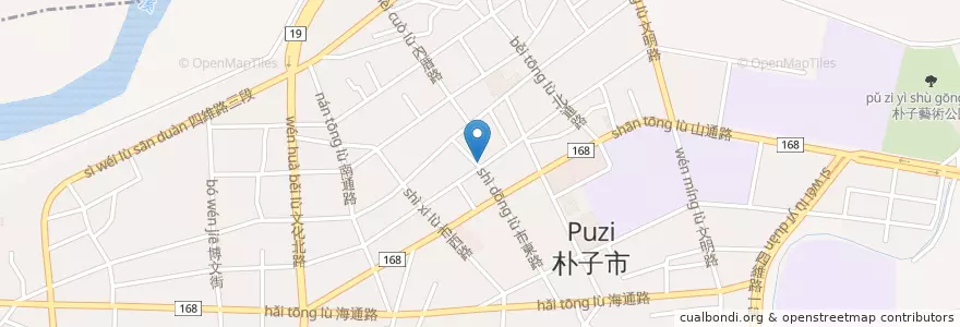 Mapa de ubicacion de 朝榮西藥房 en Taiwan, Taiwan Province, Chiayi County, Puzi City.