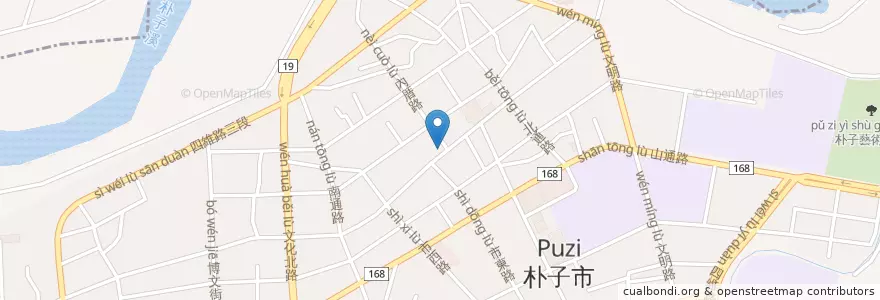 Mapa de ubicacion de 肉圓攤 en Taiwan, 臺灣省, Condado De Chiayi, 朴子市.