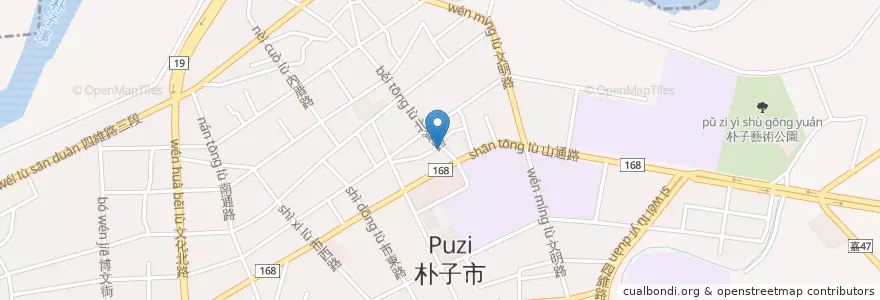 Mapa de ubicacion de 臭豆幅、麵線 en 台湾, 台湾省, 嘉義県, 朴子市.