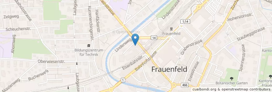 Mapa de ubicacion de Ärztehaus zur Glashalle en Schweiz/Suisse/Svizzera/Svizra, Thurgau, Bezirk Frauenfeld, Frauenfeld.