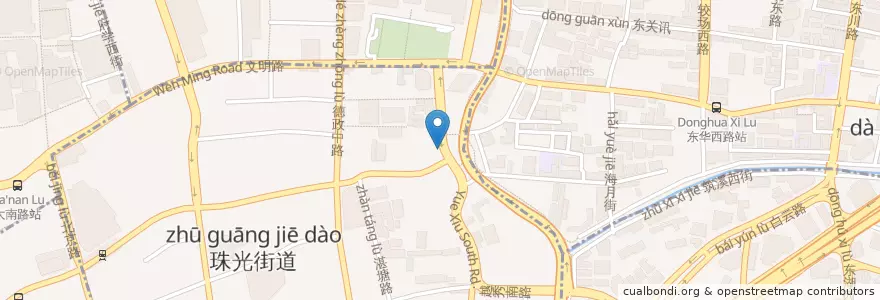 Mapa de ubicacion de 风味馆 en 中国, 広東省, 広州市, 越秀区, 珠光街道.